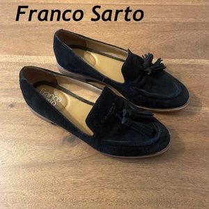 Franco Sarto Black suede tassle loafers size 7
